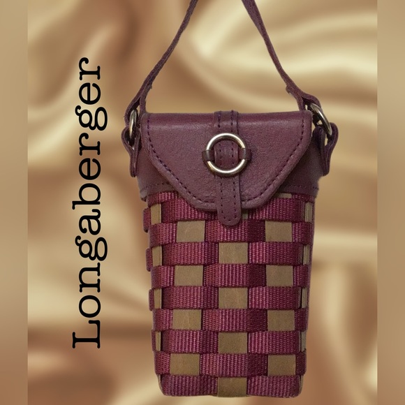 Longaberger Handbags - Longaberger TO-GO Tote, Tiny Buckle Bag, Plum & Wood Weave